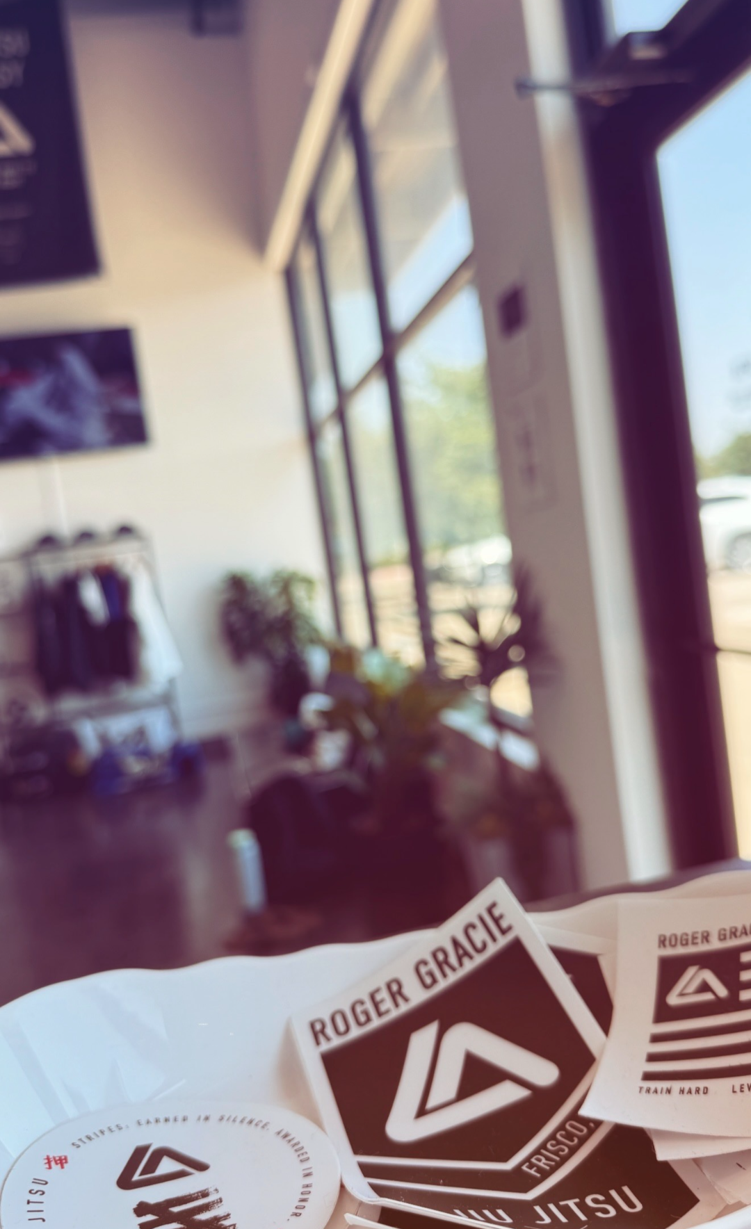 Academy stickers at the front desk